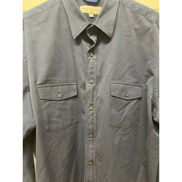 Teddy Stratford The Zip Fit Button down shirt navy blue size 6/XXL - Picture 3 of 8